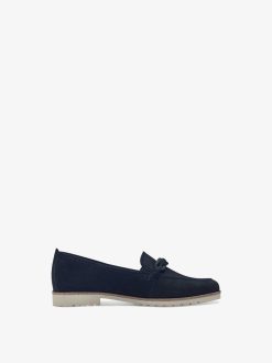 Tamaris Babouche En Cuir - Bleu | Chaussures Basses Et Pantoufles