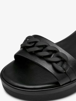 Tamaris Sandale En Cuir - Noir | Des Sandales