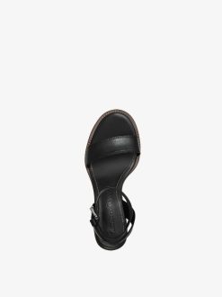 Tamaris Sandale A Talon En Cuir - Noir | Des Sandales