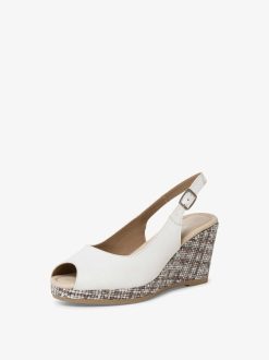 Tamaris Sandale A Talon En Cuir - Blanc | Des Sandales