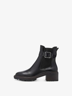 Tamaris Bottine Chelsea En Cuir - Noir | Bottines