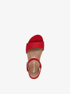 Tamaris Sandale En Cuir - Rouge | Des Sandales