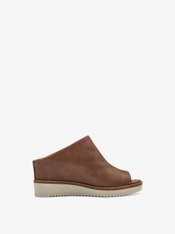 Tamaris Mule En Cuir - Marron | Mules