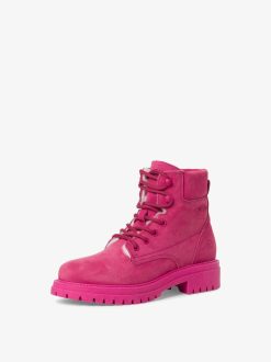 Tamaris Bottine En Cuir - Doublure Chaude Rose | Bottines