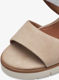 Tamaris Sandale A Talon En Cuir - Beige | Des Sandales