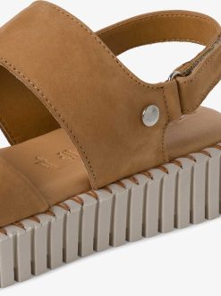 Tamaris Sandale A Talon En Cuir - Beige | Des Sandales