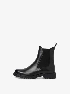 Tamaris Bottine Chelsea En Cuir - Noir | Bottines