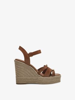 Tamaris Sandale A Talon En Cuir - Marron | Des Sandales