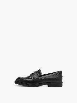 Tamaris Babouche En Cuir - Noir | Chaussures Basses Et Pantoufles