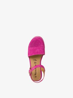 Tamaris Sandale A Talon En Cuir - Rose | Des Sandales