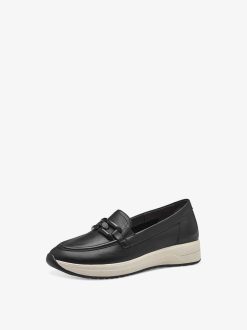 Tamaris Babouche En Cuir - Noir | Chaussures Basses Et Pantoufles