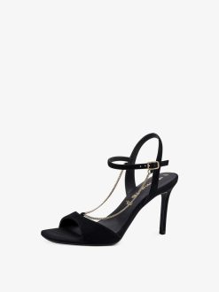 Tamaris Sandale A Talon En Cuir - Noir | Des Sandales