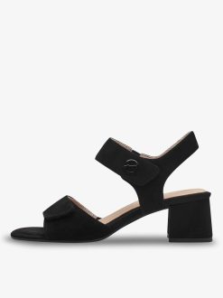 Tamaris Sandale A Talon En Cuir - Noir | Des Sandales