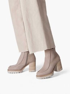 Tamaris Bottine En Cuir - Beige | Bottines