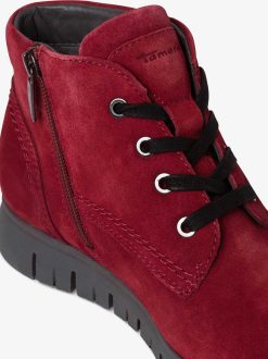 Tamaris Bottine En Cuir - Rouge | Bottines