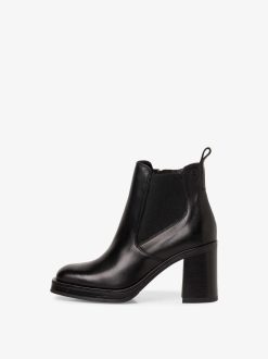 Tamaris Bottine Chelsea En Cuir - Noir | Bottines