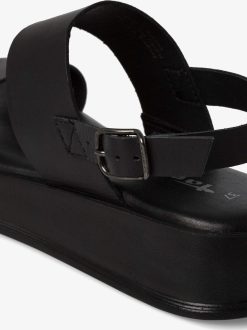 Tamaris Sandale A Talon En Cuir - Noir | Des Sandales