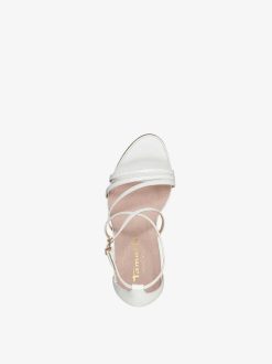 Tamaris Sandale A Talon En Cuir - Blanc | Des Sandales