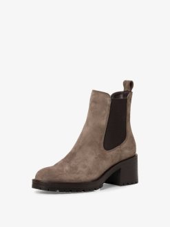 Tamaris Bottine Chelsea En Cuir - Beige | Bottines