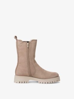 Tamaris Bottine En Cuir - Doublure Chaude Beige | Bottines