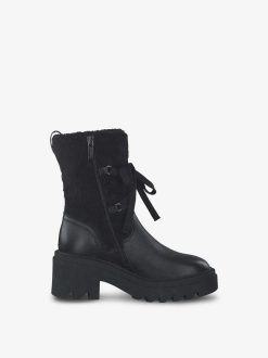 Tamaris Bottine En Cuir - Doublure Chaude Noire | Bottines