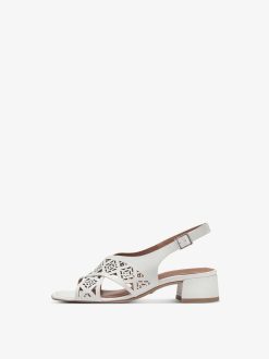 Tamaris Sandale A Talon En Cuir - Blanc | Des Sandales