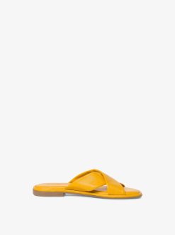 Tamaris Mule En Cuir - Jaune | Mules