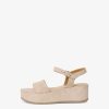 Tamaris Sandale A Talon En Cuir - Beige | Des Sandales