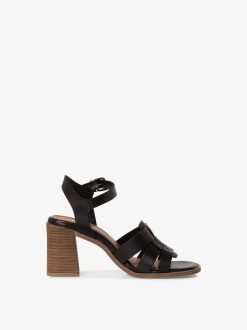 Tamaris Sandale A Talon En Cuir - Noir | Des Sandales