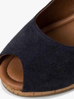 Tamaris Sandale A Talon En Cuir - Bleu | Des Sandales