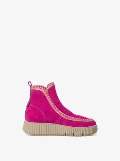 Tamaris Bottine En Cuir - Doublure Chaude Rose | Bottines