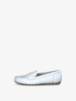 Tamaris Mocassin En Cuir - Blanc | Chaussures Basses Et Pantoufles