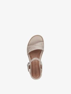 Tamaris Sandale A Talon En Cuir - Marron | Des Sandales