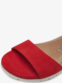 Tamaris Sandale En Cuir - Rouge | Des Sandales