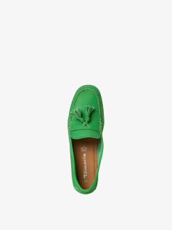 Tamaris Mocassin En Cuir - Vert | Chaussures Basses Et Pantoufles