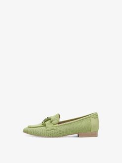 Tamaris Babouche En Cuir - Vert | Chaussures Basses Et Pantoufles