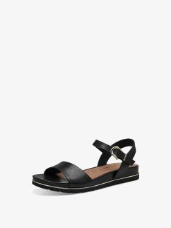 Tamaris Sandale En Cuir - Noir | Des Sandales