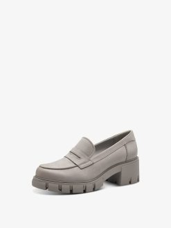 Tamaris Babouche En Cuir - Gris | Chaussures Basses Et Pantoufles