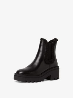 Tamaris Bottine En Cuir - Doublure Chaude Noire | Bottines