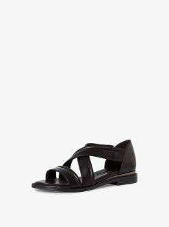 Tamaris Sandale En Cuir - Noir | Des Sandales