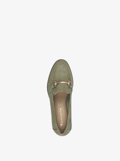 Tamaris Babouche En Cuir - Vert | Chaussures Basses Et Pantoufles