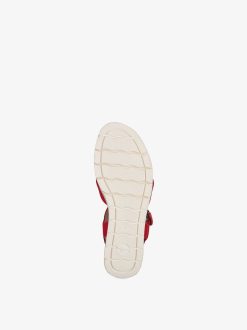 Tamaris Sandale A Talon En Cuir - Rouge | Des Sandales