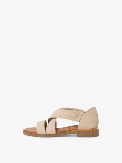 Tamaris Sandale En Cuir - Beige | Des Sandales