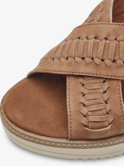 Tamaris Sandale A Talon En Cuir - Marron | Des Sandales