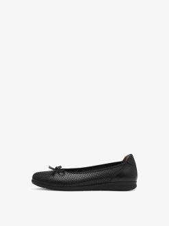 Tamaris Ballerine En Cuir - Noir | Ballerines