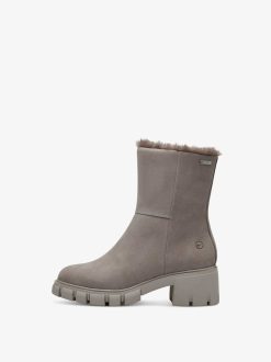 Tamaris Bottine En Cuir - Doublure Chaude Beige | Bottines