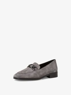 Tamaris Babouche En Cuir - Gris | Chaussures Basses Et Pantoufles