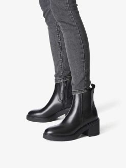 Tamaris Bottine Chelsea En Cuir - Noir | Bottines