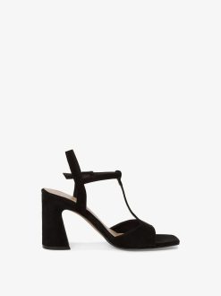 Tamaris Sandale A Talon En Cuir - Noir | Des Sandales