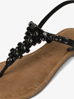 Tamaris Sandale En Cuir - Noir | Des Sandales